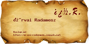 Árvai Radamesz névjegykártya